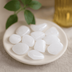 Snow Quartz Tumbled Stones Set of 24 - SHAMTAM.COM
