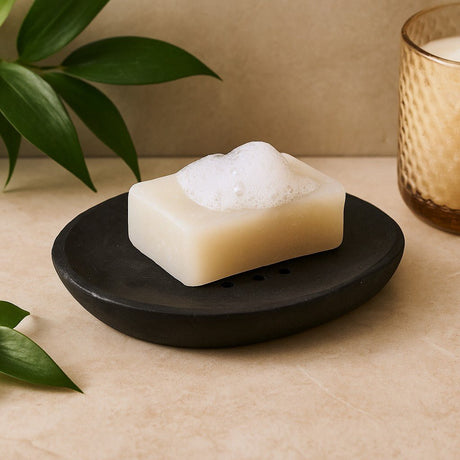 Soap Dish Black Marble Oval - SHAMTAM.COM