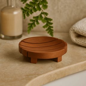Soap Dish Round Mahogany Wood - SHAMTAM.COM