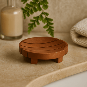 Soap Dish Round Mahogany Wood