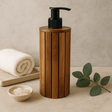 Natural Teakwood Soap Dispenser - Round - SHAMTAM.COM