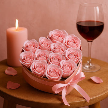 Sæbeblomst Buket 13 Pink Roser Hjerte