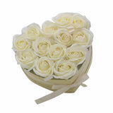 Soap Flower Gift Bouquet - 13 Cream Roses - Heart - SHAMTAM.COM