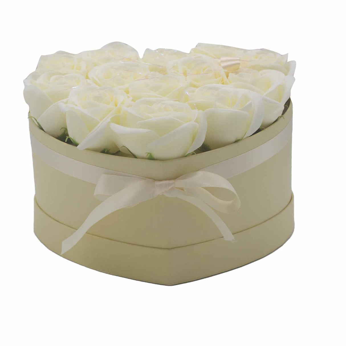 Soap Flower Gift Bouquet - 13 Cream Roses - Heart - SHAMTAM.COM