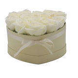 Soap Flower Gift Bouquet - 13 Cream Roses - Heart - SHAMTAM.COM