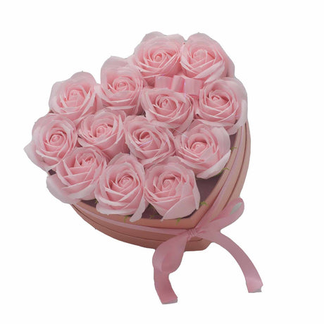 Soap Flower Gift Bouquet - 13 Pink Roses - Heart - SHAMTAM.COM