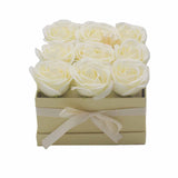 Soap Flower Gift Bouquet - 9 Cream Roses - Square - SHAMTAM.COM