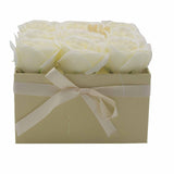 Soap Flower Gift Bouquet - 9 Cream Roses - Square - SHAMTAM.COM