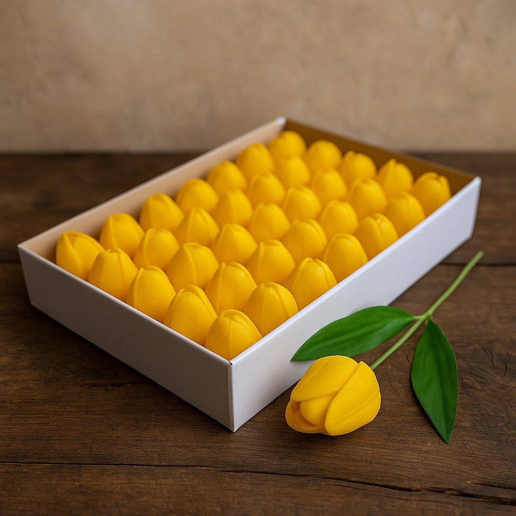 Soap Flower Tulips, Yellow Set Of 10 - SHAMTAM.COM