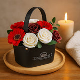 Soap Flowers Bouquet Petite Basket, Red - SHAMTAM.COM