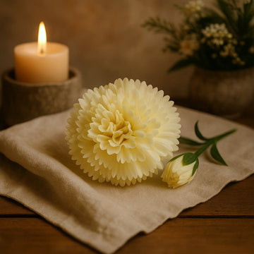 Soap Flowers Carnations Cream 10 Pieces