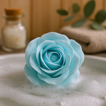 Duże kwiaty z mydła Róża Baby Blue 10 sztuk