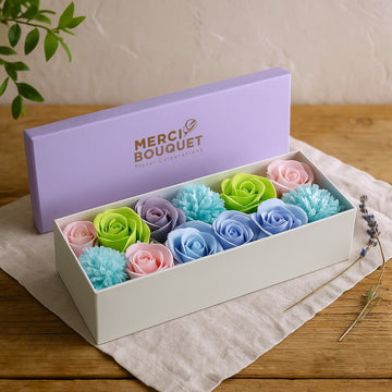 Soap Flowers Long Box Baby Blessings Blues