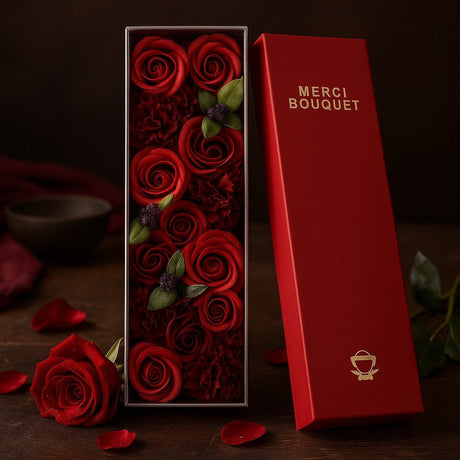 Soap Flowers Long Box, Red Roses - SHAMTAM.COM
