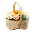 Soap Flowers Medium Orange Bouquet in Wicker Basket - SHAMTAM.COM