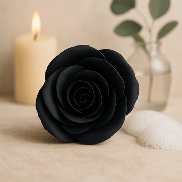 Soap Flowers Medium Rose Black, 10 Pieces