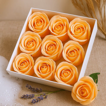 Soap Flowers Medium Rose Peach 10 Pieces