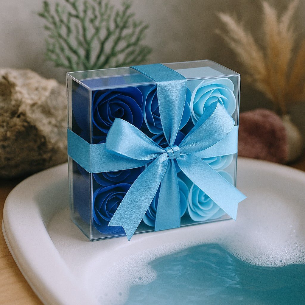 Soap Flowers Set, 9 Blue Wedding Roses - SHAMTAM.COM