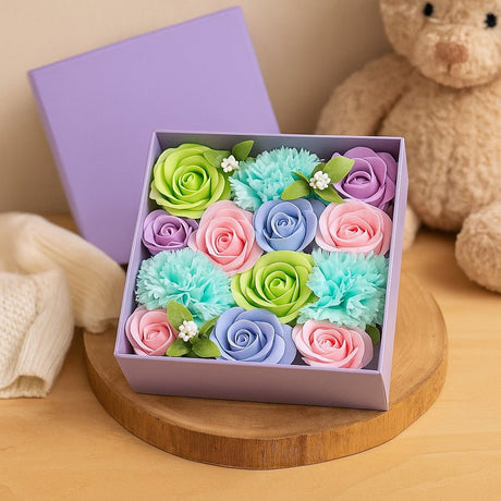 Soap Flowers Square Box - Blue Baby Blessings - SHAMTAM.COM