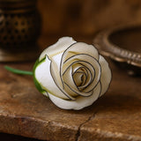 Soap Rose Flowers Medium Ivory Black Rim 10 - Pack - SHAMTAM.COM