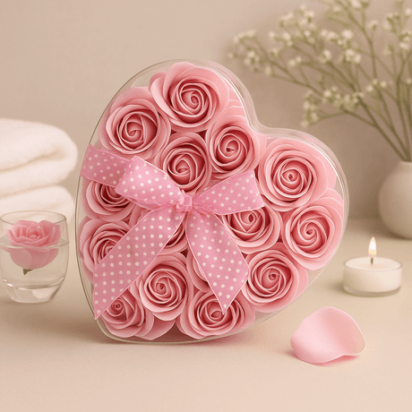 Soap Roses Heart Box Pink 24 - Pack - SHAMTAM.COM