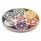 Soapstone Disc Incense Holder 10cm - Seven Chakra - SHAMTAM.COM