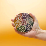 Soapstone Disc Incense Holder 10cm - Seven Chakra - SHAMTAM.COM