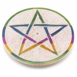 Soapstone Disc Incense Holder 8cm - Pentagon - SHAMTAM.COM