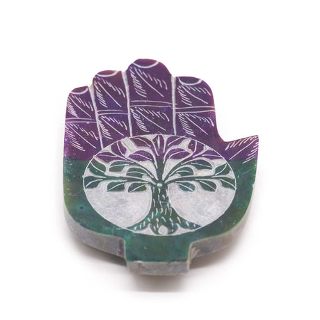 Soapstone Hamsa Incense Burner with Tree of Life Design - Enhance Meditation & Spiritual Growth - SHAMTAM.COM