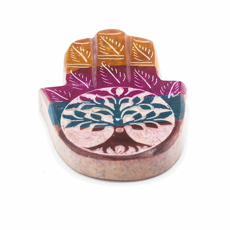 Soapstone Hamsa Incense Holder 9x6cm - Tree of Life - SHAMTAM.COM