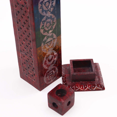 Chakra Harmony Soapstone Incense Holder - 7 Chakra Symbols for Meditation & Energy Balance - SHAMTAM.COM