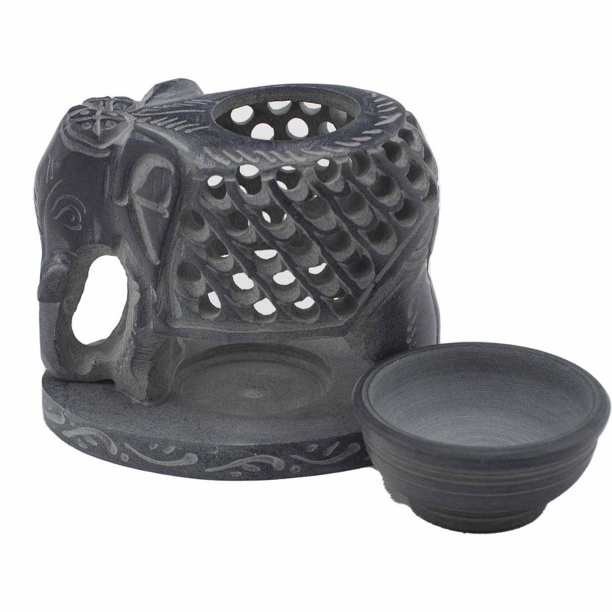 Elephant Oil Burner - Soapstone 10.5cm - SHAMTAM.COM