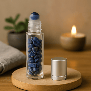 Sodalite Crystal Roller Bottle, Silver Cap