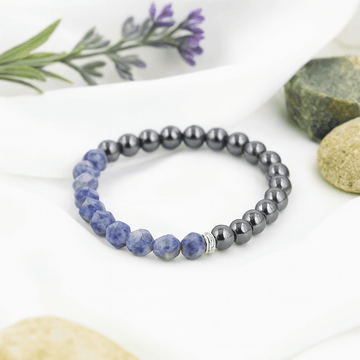 Sodalite Gemstone Bracelet Faceted Magnetic