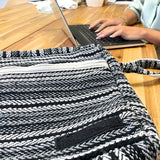 Soft Banjar Laptop Bag - Grey Strips - SHAMTAM.COM