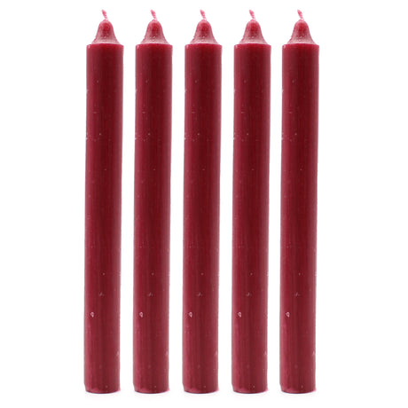 Solid Colour Dinner Candles - Rustic Burgandy - Pack of 5 - SHAMTAM.COM