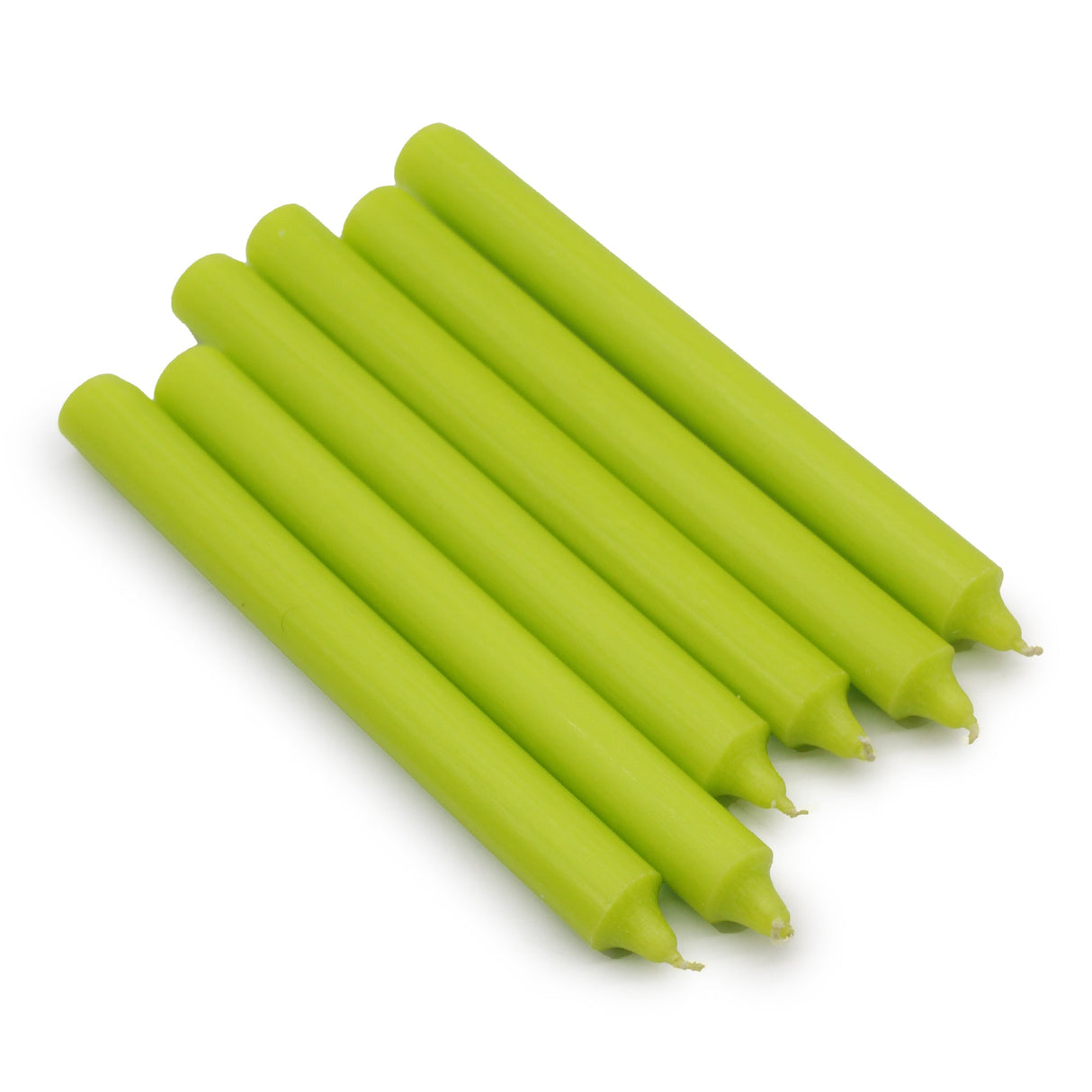 Solid Colour Dinner Candles - Rustic Lime Green - Pack of 5 - SHAMTAM.COM