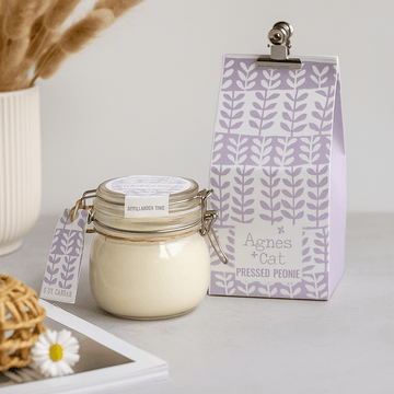 Candela di soia Peonia in barattolo Kilner 400ml