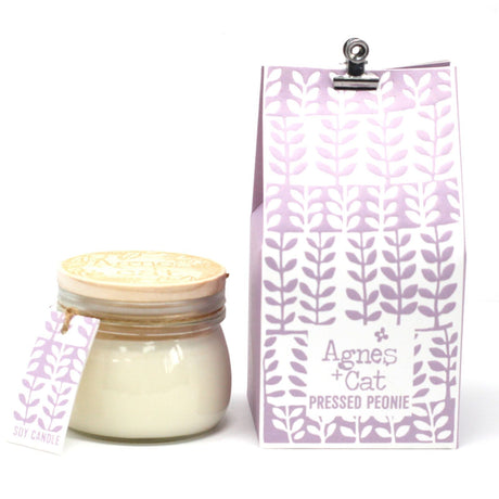 Soy Wax Candle Pressed Peony 180ml Kilner Jar - SHAMTAM.COM