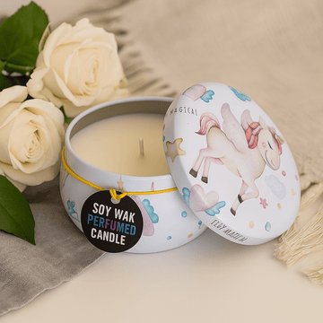 Soy Wax Scented Tin Candle Moonstone Unicorn