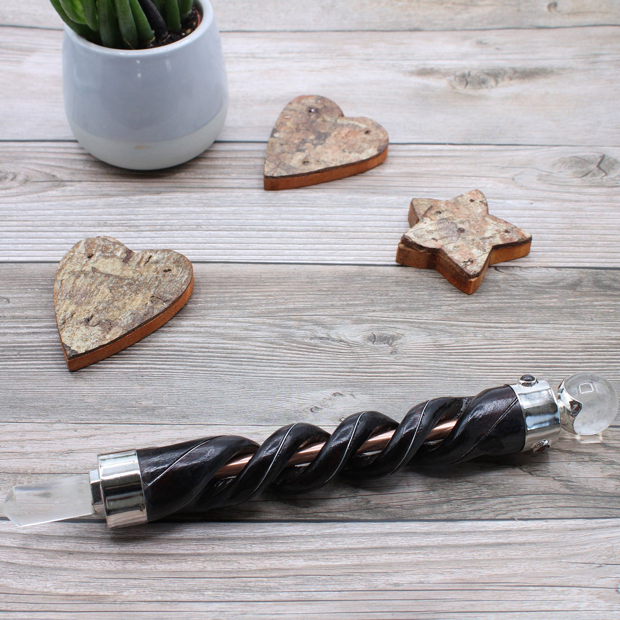 Healing Wand - Spiral Carving Copper Pipe Rock Quartz - SHAMTAM.COM