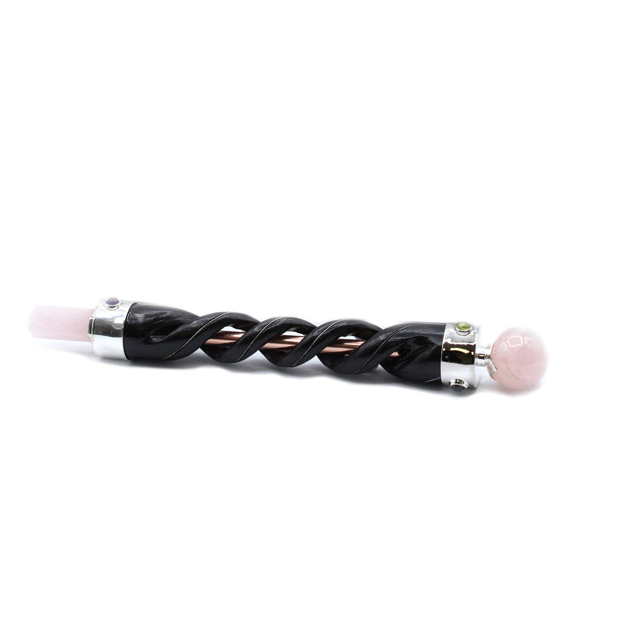 Healing Wand - Spiral Carving Copper Pipe Rose Quartz - SHAMTAM.COM