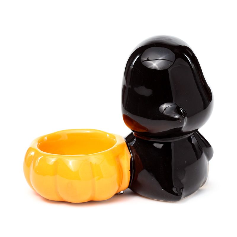 Spooky Ceramic Skull Boy Tea Light Candle Holder with Grim Reaper and Pumpkin Design - Perfect Halloween Decor - SHAMTAM.COM