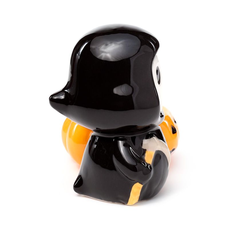 Spooky Ceramic Skull Boy Tea Light Candle Holder with Grim Reaper and Pumpkin Design - Perfect Halloween Decor - SHAMTAM.COM