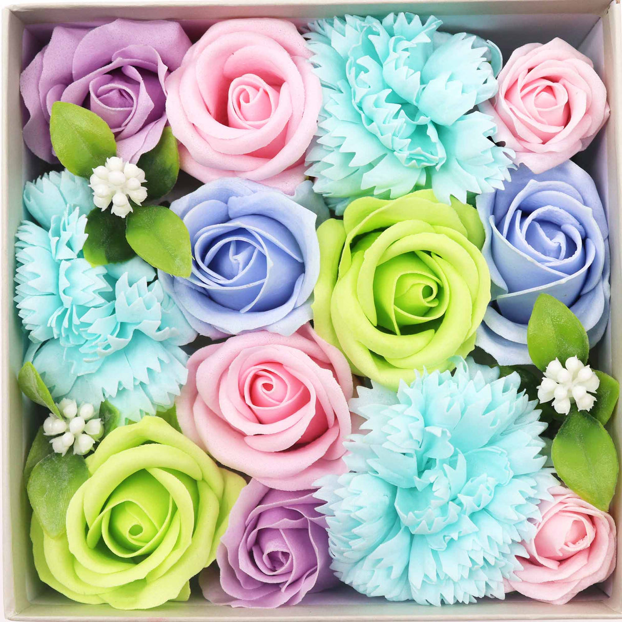 Soap Flowers Square Box - Baby Blessings - Blues - SHAMTAM.COM