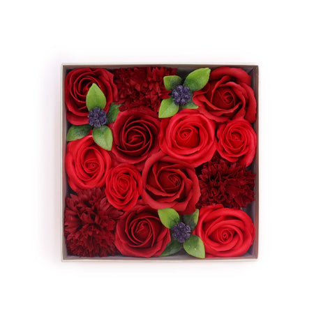 Soap Flowers Square Box - Classic Red Roses - SHAMTAM.COM