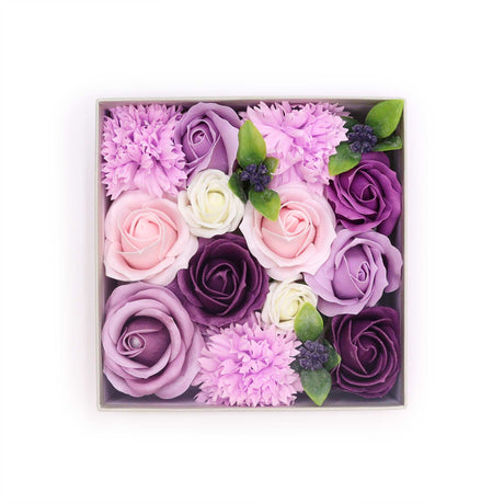 Soap Flowers Square Box - Lavender Rose & Carnation - SHAMTAM.COM