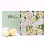 Soap Flowers Square Box - Wedding Blessings - White & Ivory - SHAMTAM.COM