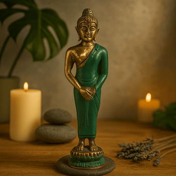 Statuetă Buddha în picioare din alamă