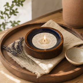 Stars Sign Mini Bowl & Incense Stick Holder - Cancer — styled in a warm, naturally lit interior